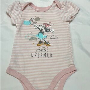 “Bundle 10/$13” Disney 6-9m Pink and White Striped Bodysuit baby girl outfit